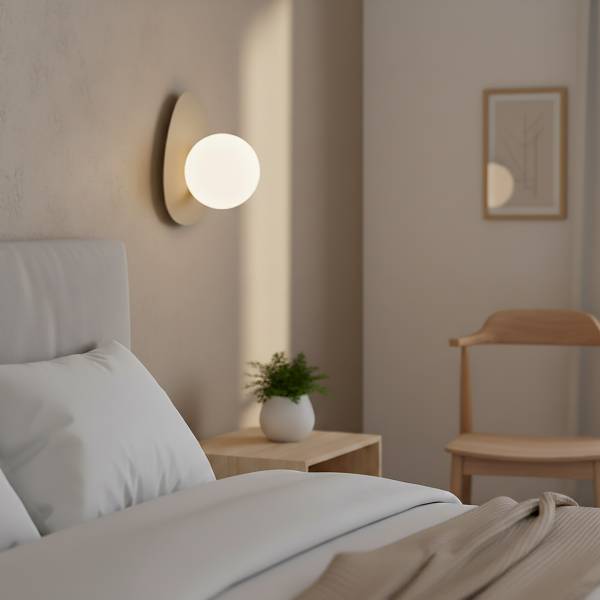 Wandleuchte Ovo - Opalglas / Stahl - Beige
