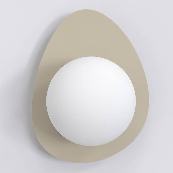Wandleuchte Ovo - Opalglas / Stahl - Beige