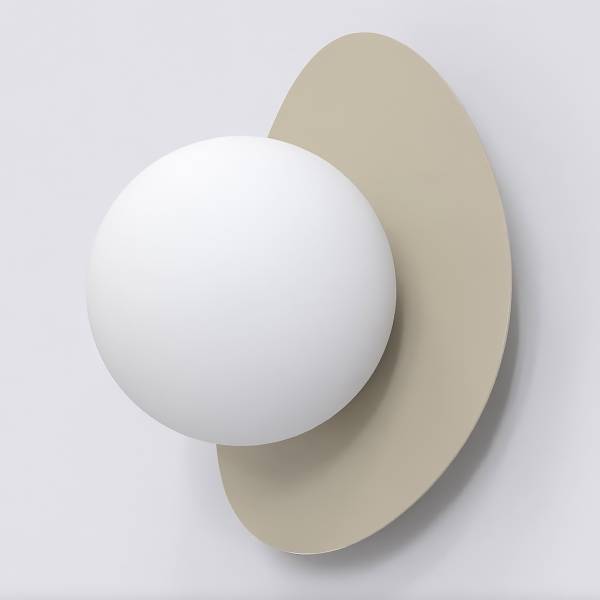 Wandleuchte Ovo - Opalglas / Stahl - Beige