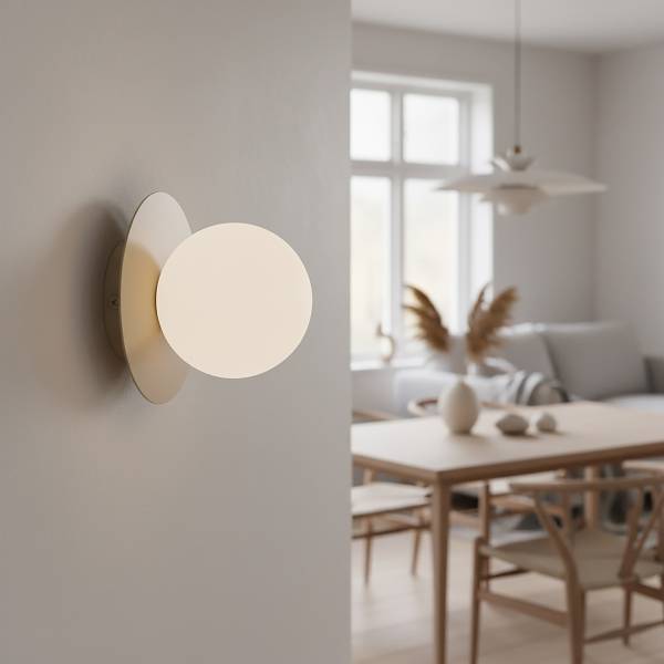 Wandleuchte Americana - Opalglas / Stahl - Beige