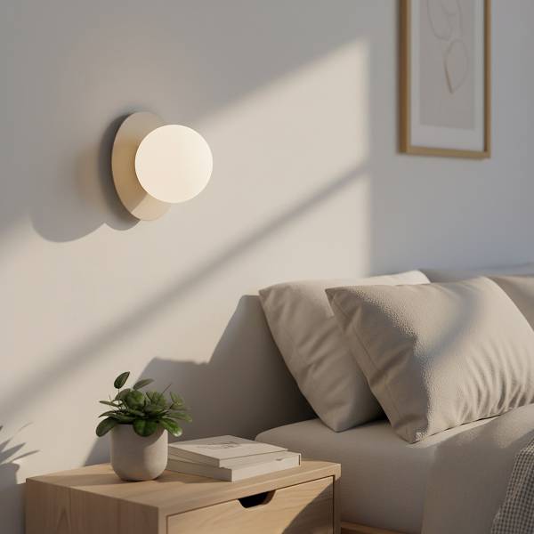 Wandleuchte Americana - Opalglas / Stahl - Beige