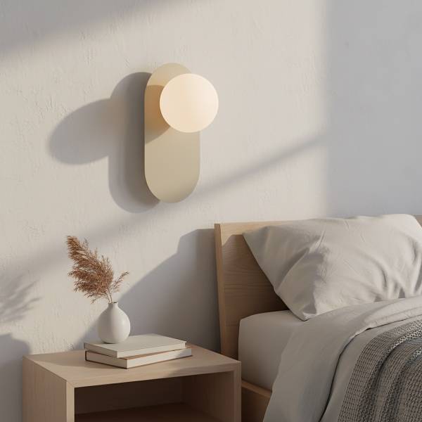 Wandleuchte Viva - Opalglas / Stahl - Beige