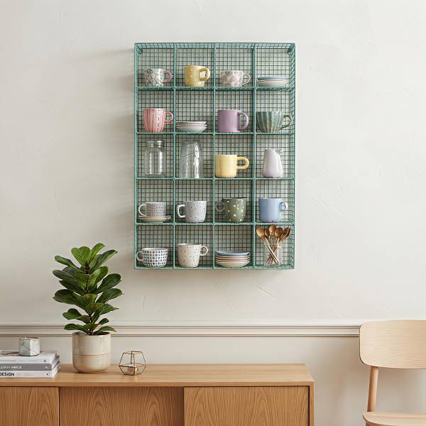 Tassenregal MUGO eckig - Metall - Mint - 50 x 80 cm