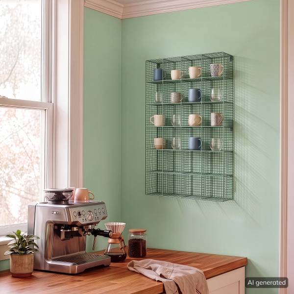 Tassenregal MUGO eckig - Metall - Mint - 50 x 80 cm