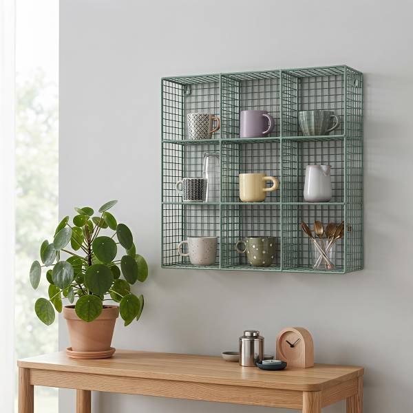 Tassenregal MUGO eckig - Metall - Mint - 40 x 40 cm
