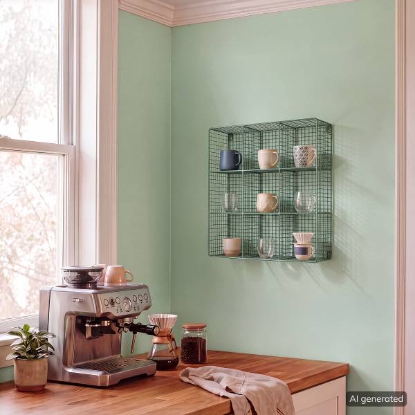 Tassenregal MUGO eckig - Metall - Mint - 40 x 40 cm