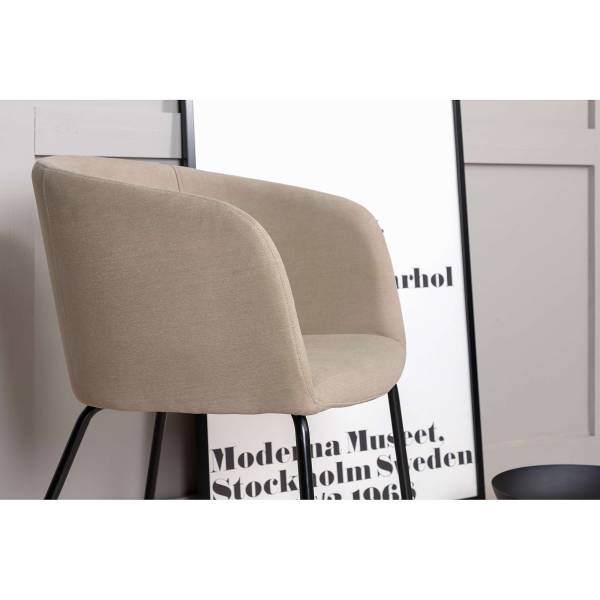 Armlehnenstuhl Woura - Beige - Samt