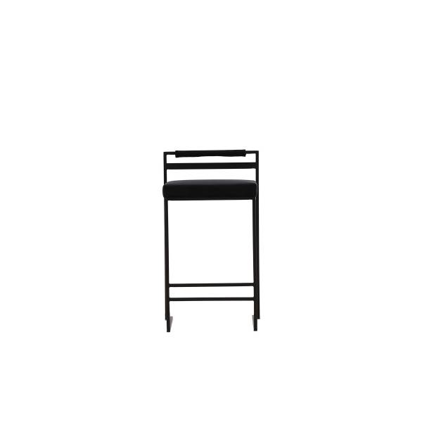 Barstuhl Awane 2er-Set - Schwarz - Samt - Stahl - 45 x 80 x 41 cm