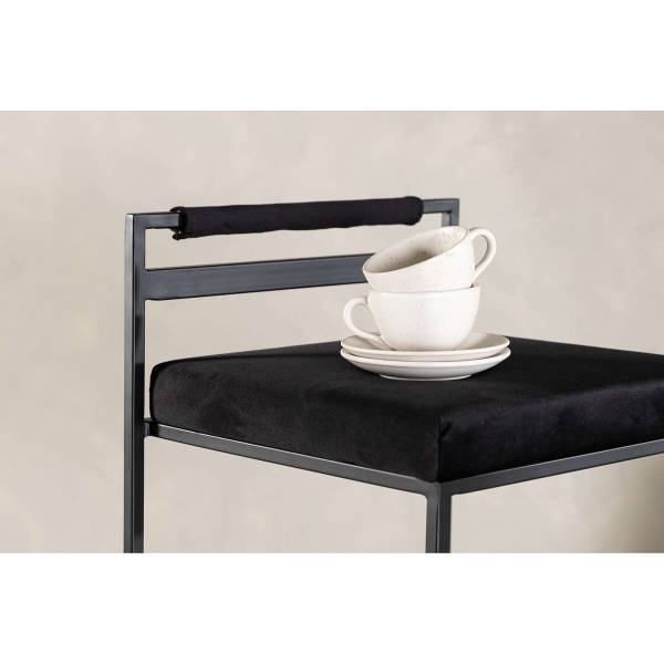 Barstuhl Awane 2er-Set - Schwarz - Samt - Stahl - 45 x 80 x 41 cm