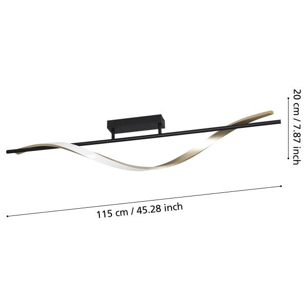 LED-Deckenleuchte Conaprato - Aluminium / Stahl - Schwarz / Messing - 1-flammig