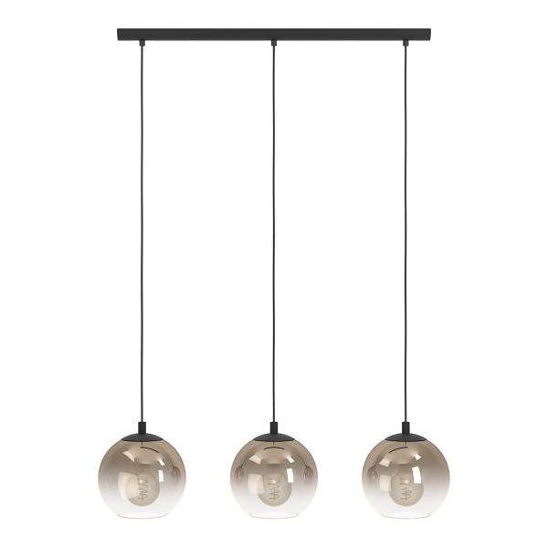Pendelleuchte Ariscani Typ B - Stahl / Rauchglas - 3-flammig - Schwarz / Kupfer