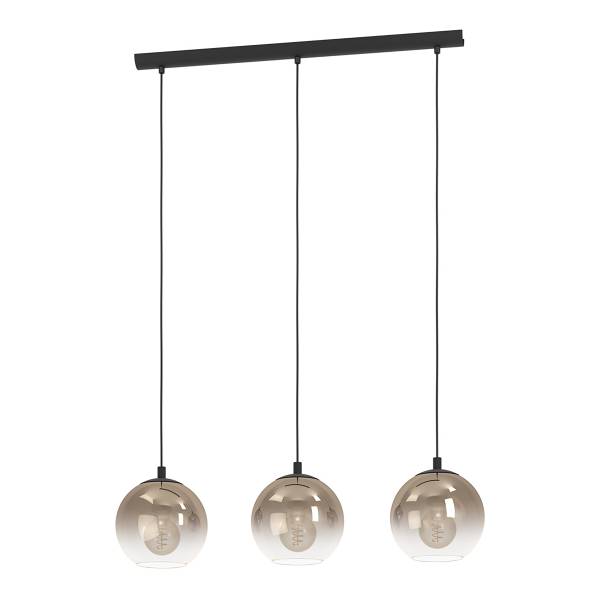Pendelleuchte Ariscani Typ B - Stahl / Rauchglas - 3-flammig - Schwarz / Kupfer
