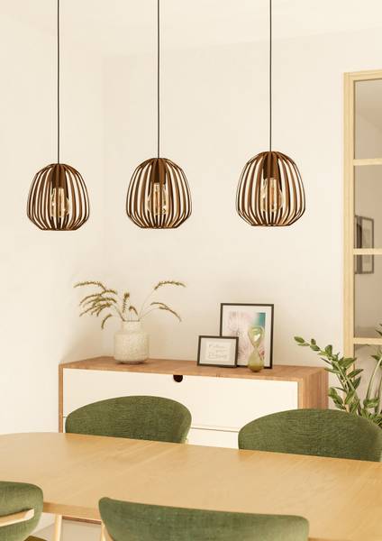 Pendelleuchte Espinal Typ B - Stahl - Bronze - 3-flammig