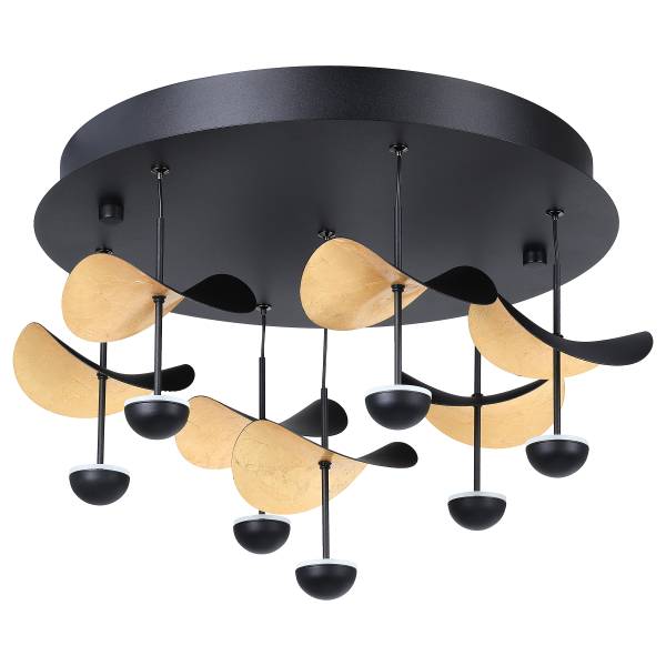 LED-Deckenleuchte Dracera - Stahl - Schwarz / Gold - 7-flammig