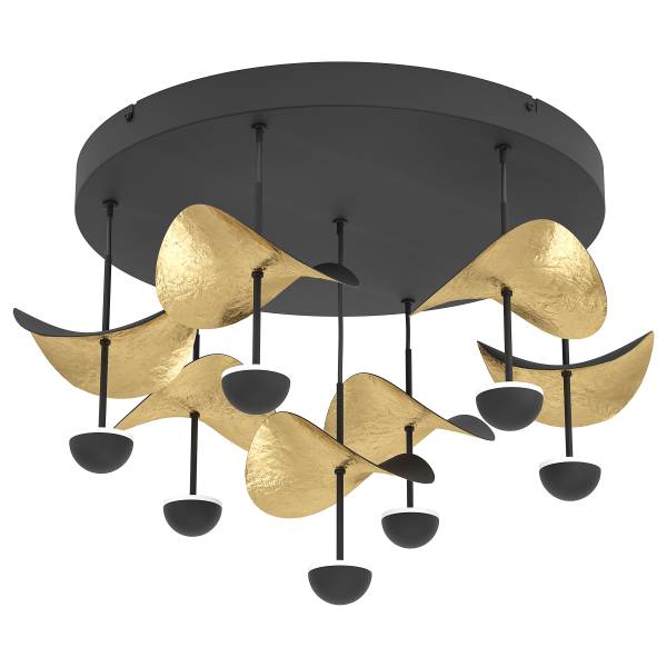LED-Deckenleuchte Dracera - Stahl - Schwarz / Gold - 7-flammig