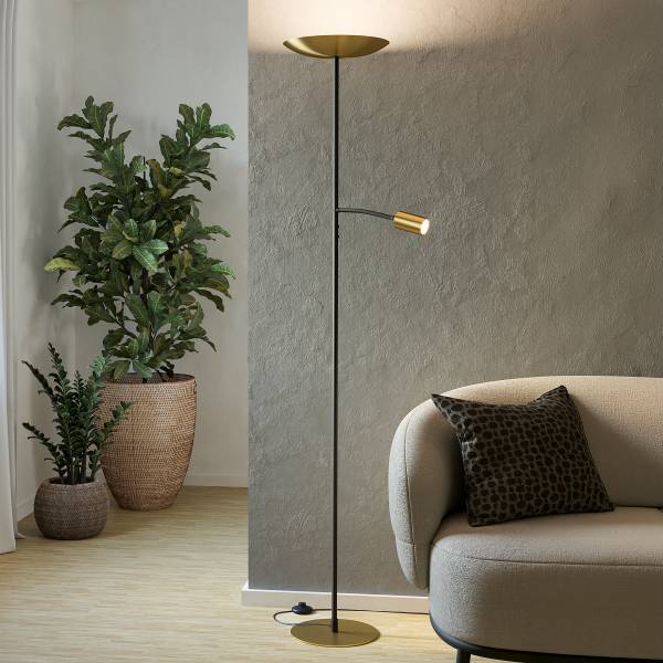 LED-Stehleuchte Conivarino - Stahl - 2-flammig - Schwarz / Messing