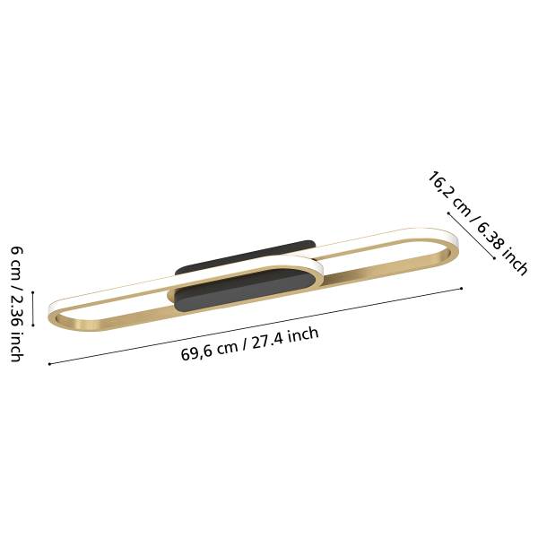LED-Deckenleuchte Conivarena - Aluminium / Stahl - 1-flammig - Schwarz