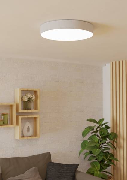 LED-Deckenleuchte Gallizzi-Z - Kunststoff - 1-flammig - Weiß - Durchmesser: 49 cm