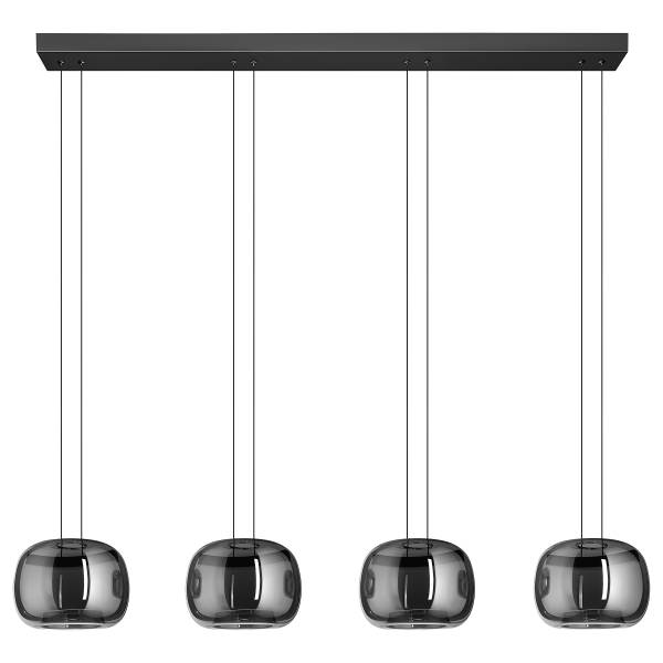 Pendelleuchte Hortunas Typ A - Stahl / Rauchglas - Schwarz - 4-flammig