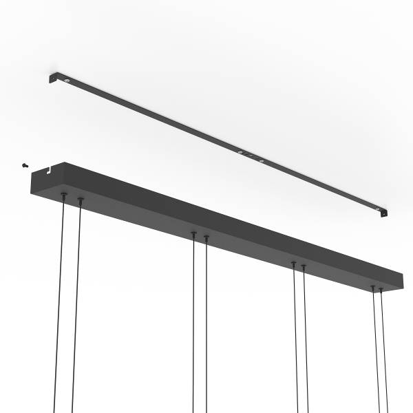 Pendelleuchte Hortunas Typ A - Stahl / Rauchglas - Schwarz - 4-flammig