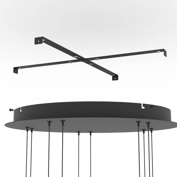 Pendelleuchte Hortunas Typ B - Stahl / Rauchglas - Schwarz - 5-flammig
