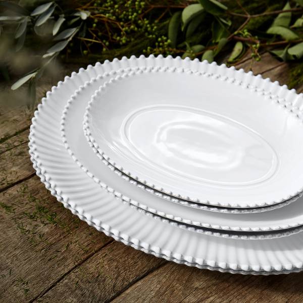 Servierplatte Pearl Typ B - Keramik - Weiß