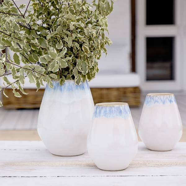 Vase Brisa Typ B - Keramik - Weiß / Blau