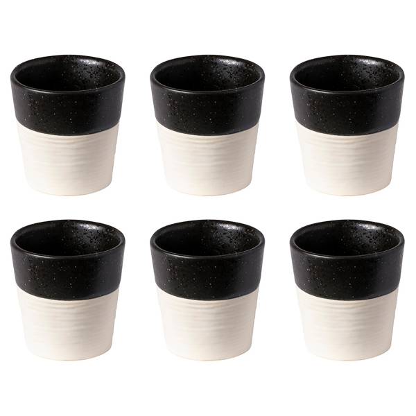 Becher Nótos Typ A 6er-Set - Keramik - Weiß / Schwarz