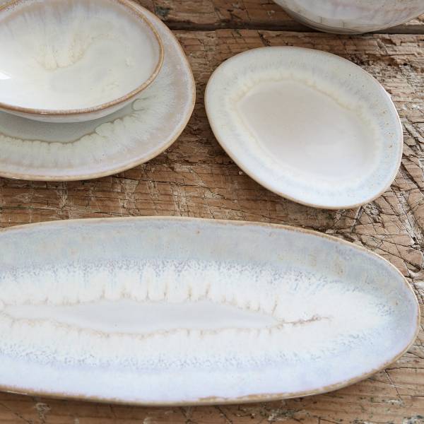 Servierplatte Brisa 2er-Set - Keramik - Weiß / Beige