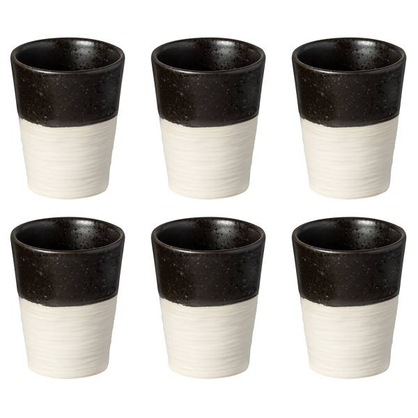 Becher Nótos Typ C 6er-Set - Keramik - Weiß / Schwarz