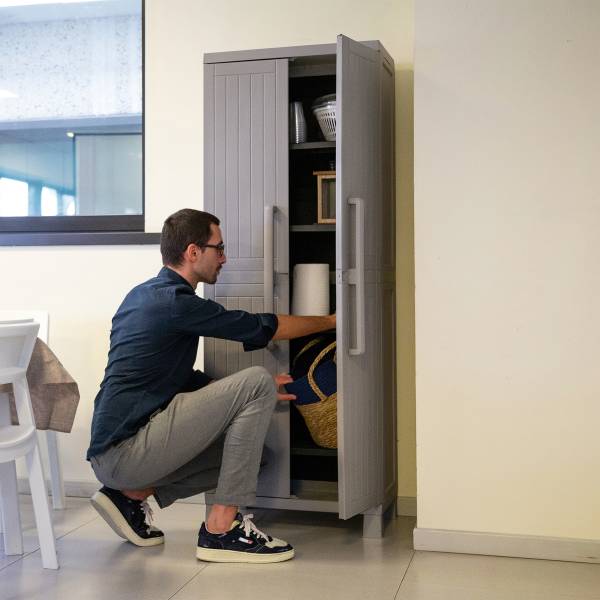 Gartenschrank Wood Midi - Grau - Höhe: 173 cm