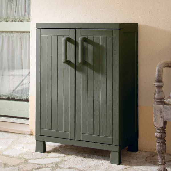 Gartenschrank Wood Midi - Grün - Höhe: 93 cm