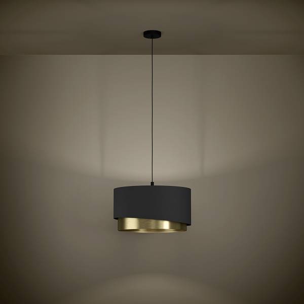 Pendelleuchte Manderline - Stahl - Schwarz / Messing - 1-flammig - Durchmesser: 45 cm
