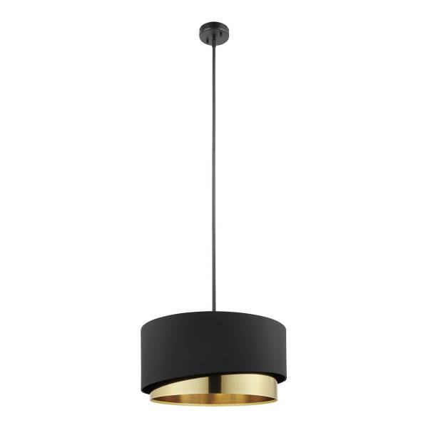 Pendelleuchte Manderline - Stahl - Schwarz / Messing - 1-flammig - Durchmesser: 45 cm