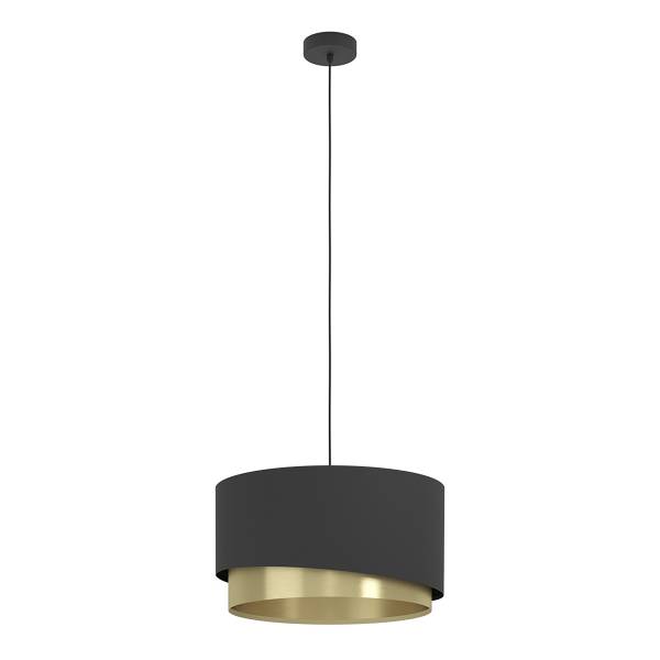 Pendelleuchte Manderline - Stahl - Schwarz / Messing - 1-flammig - Durchmesser: 45 cm
