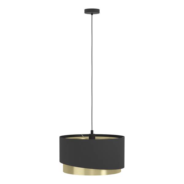 Pendelleuchte Manderline - Stahl - Schwarz / Messing - 1-flammig - Durchmesser: 45 cm
