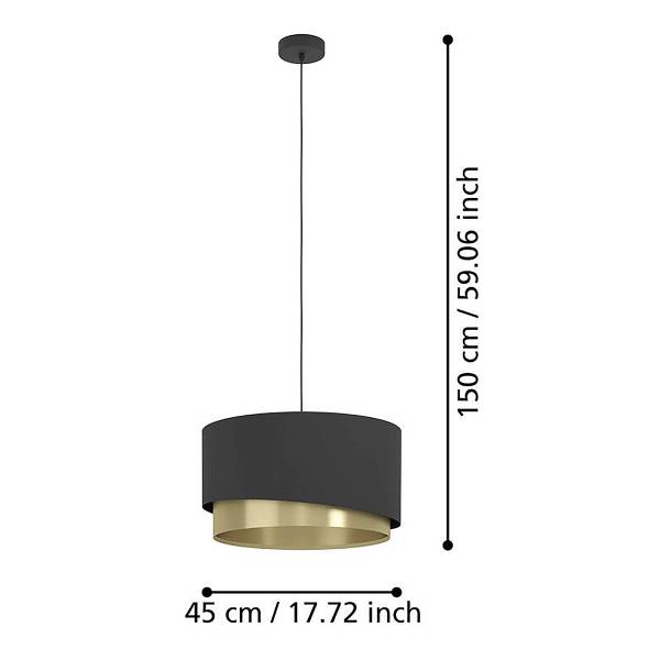 Pendelleuchte Manderline - Stahl - Schwarz / Messing - 1-flammig - Durchmesser: 45 cm