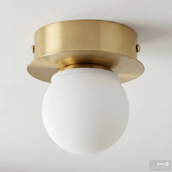 LED-Deckenleuchte Mosiano - Stahl / Opalglas - 1-flammig - Gold
