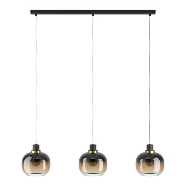 Pendelleuchte Oilella - Stahl / Rauchglas - Braun - Flammenanzahl: 3