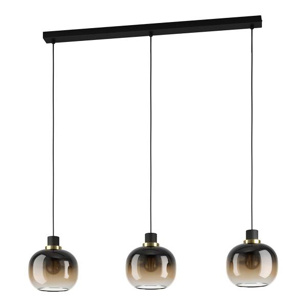 Pendelleuchte Oilella - Stahl / Rauchglas - Braun - Flammenanzahl: 3
