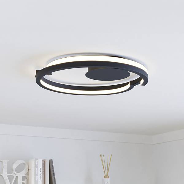LED-Deckenleuchte Mezzomonte - Aluminium / Stahl - 2-flammig - Schwarz / Weiß
