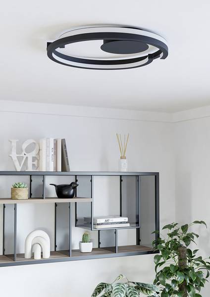 LED-Deckenleuchte Mezzomonte - Aluminium / Stahl - 2-flammig - Schwarz / Weiß