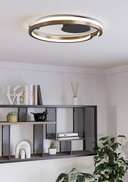 LED-Deckenleuchte Mezzomonte - Aluminium / Stahl - 2-flammig - Bronze / Schwarz