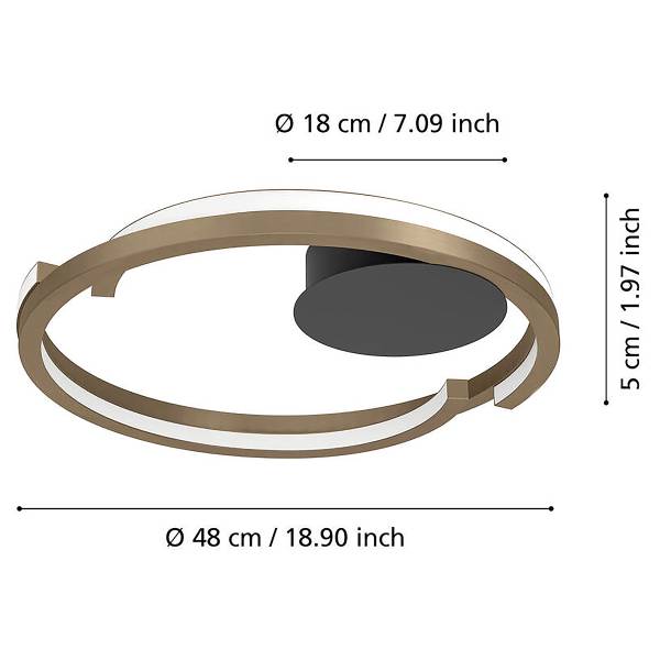 LED-Deckenleuchte Mezzomonte - Aluminium / Stahl - 2-flammig - Bronze / Schwarz