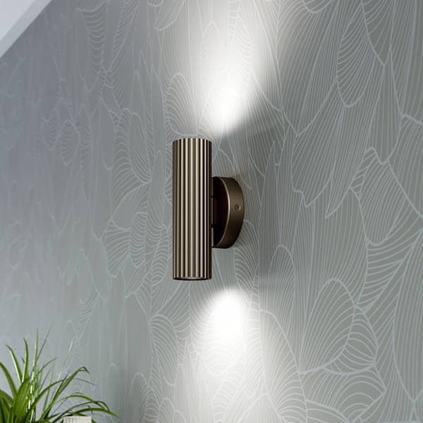 Wandleuchte Portillo Typ B - Aluminium /Stahl - 2-flammig - Bronze