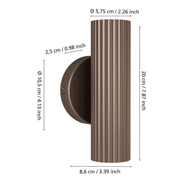 Wandleuchte Portillo Typ B - Aluminium /Stahl - 2-flammig - Bronze