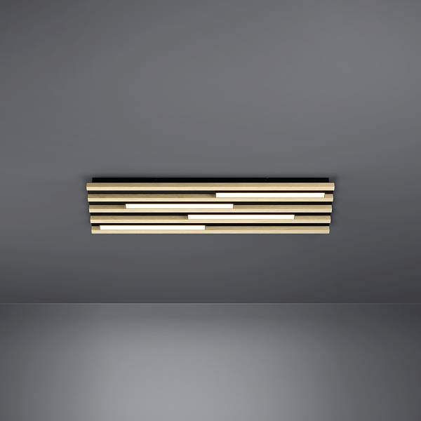 LED-Deckenleuchte Marreira - Stahl - Schwarz / Braun - 4-flammig - 78 x 22 cm