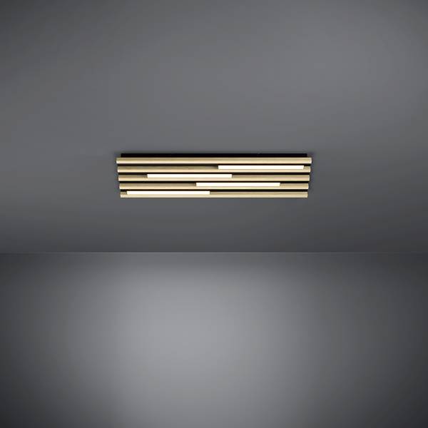 LED-Deckenleuchte Marreira - Stahl - Schwarz / Braun - 4-flammig - 78 x 22 cm