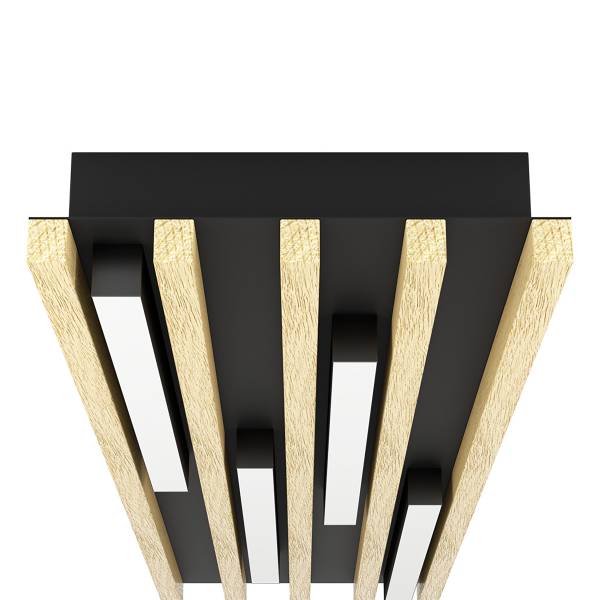 LED-Deckenleuchte Marreira - Stahl - Schwarz / Braun - 4-flammig - 78 x 22 cm