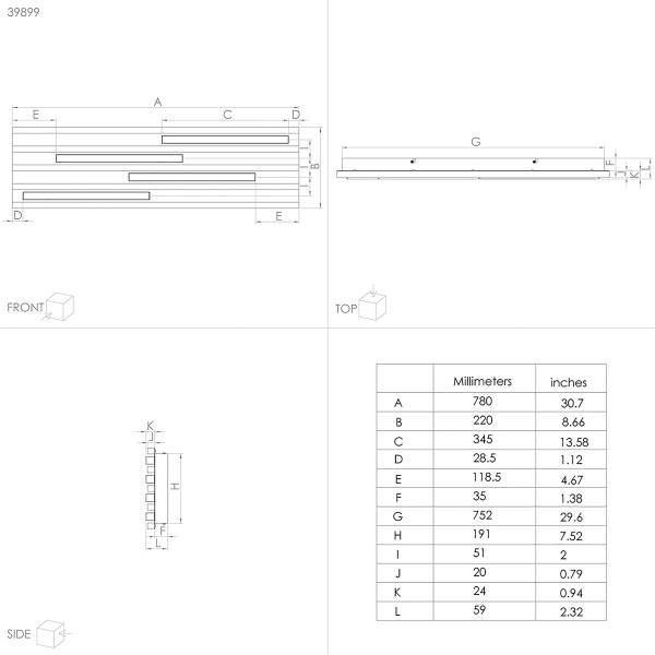 LED-Deckenleuchte Marreira - Stahl - Schwarz / Braun - 4-flammig - 78 x 22 cm